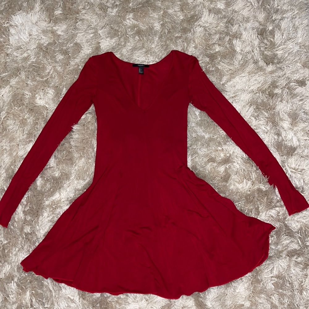 Forever 21 red long sleeve dress